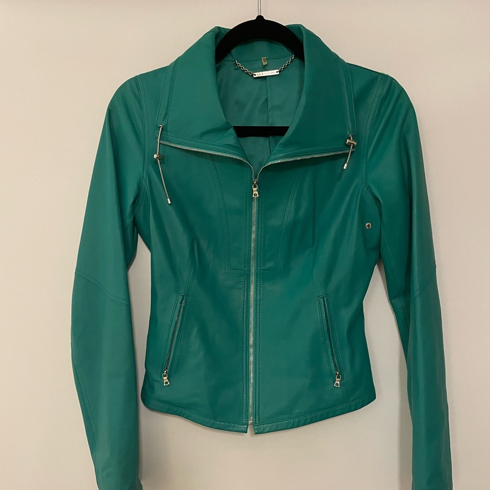 Elie Tahari Green Leather Jacket